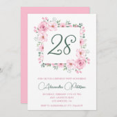 Élégantes invitations à 28e anniversaire Floral Pi (Devant / Derrière)