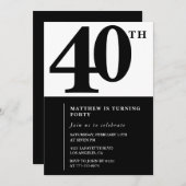 Elégantes invitations à 40e anniversaire Chic Simp (Devant / Derrière)