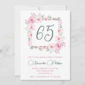 Élégantes invitations à 65e anniversaire Floral Pi (Devant)