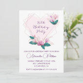 Élégantes invitations à 75e anniversaire Pink Flor (Debout devant)