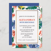 Elégantes invitations à 90e anniversaire Tropical (Devant / Derrière)