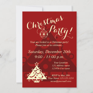 Élégantes invitations à la fête de Noël Rouge et