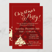 Élégantes invitations à la fête de Noël | Rouge et (Devant / Derrière)