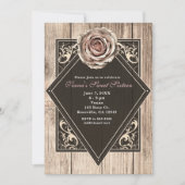 Élégantes invitations Bois Clair Diamant Rose Rust (Devant)