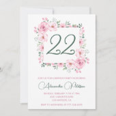 Élégantes invitations de 22e anniversaire Floral P (Devant)
