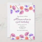 Élégantes invitations de 23e anniversaire Floral C (Devant)
