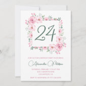 Élégantes invitations de 24e anniversaire Floral P (Devant)