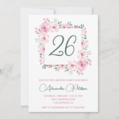 Élégantes invitations de 26e anniversaire Floral P (Devant)