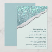 Élégantes invitations de 2e anniversaire Glam Part (Devant / Derrière)