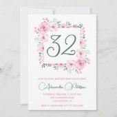 Élégantes invitations de 32e anniversaire Floral P (Devant)