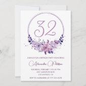 Élégantes invitations de 32e anniversaire Floral P (Devant)
