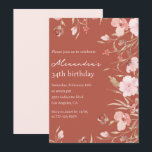 Elégantes invitations de 34e anniversaire Floral C<br><div class="desc">Elégantes invitations de 34e anniversaire Floral Chic aquarelle</div>