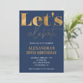 Elégantes invitations de 39e anniversaire Marine B (Debout devant)