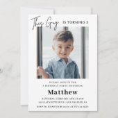 Elégantes invitations de 3e anniversaire Boy Photo (Devant)