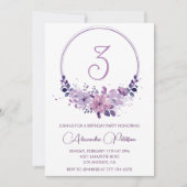 Elégantes invitations de 3e anniversaire Floral Pu (Devant)