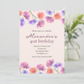 Élégantes invitations de 41e anniversaire Boho Flo (Debout devant)