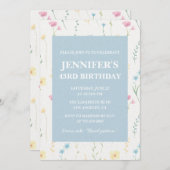 Elégantes invitations de 43e anniversaire Floral B (Devant / Derrière)