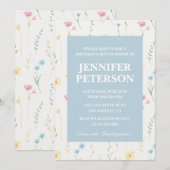 Elégantes invitations de 4ème anniversaire Floral  (Devant / Derrière)