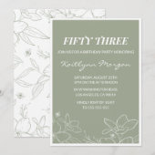 Élégantes invitations de 53e anniversaire Floral G (Devant / Derrière)