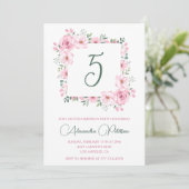 Elégantes invitations de 5ème anniversaire Floral  (Debout devant)