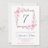 Elégantes invitations de 7ème anniversaire Floral  (Devant)