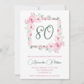 Elégantes invitations de 80e anniversaire Floral P (Devant)