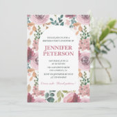 Elégantes invitations de 82e anniversaire Floral B (Debout devant)