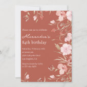 Elégantes invitations de 84e anniversaire Floral C (Devant)