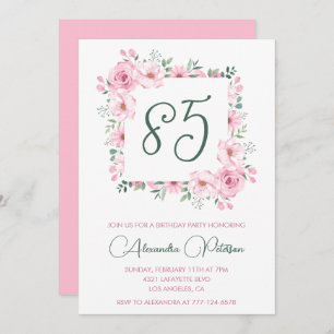 Elégantes invitations de 85e anniversaire Floral P
