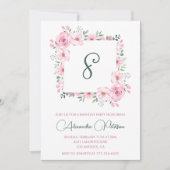 Elégantes invitations de 8ème anniversaire Floral  (Devant)