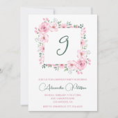 Elégantes invitations de 9e anniversaire Floral Pi (Devant)