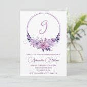 Elégantes invitations de 9e anniversaire Floral Pu (Debout devant)