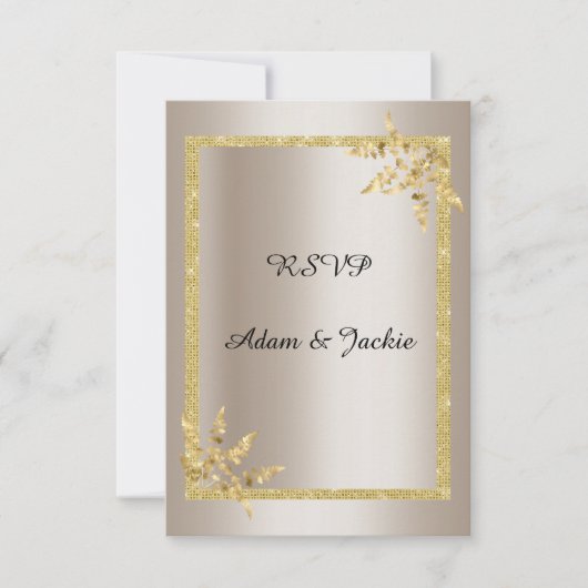 Élégantes invitations de mariage en feuilles d'or (Devant)