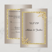 Élégantes invitations de mariage en feuilles d'or (Devant / Derrière)