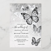 Élégantes invitations de mariage papillon en argen (Recto)