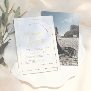 Élégantes invitations de mariage photo avec arche