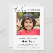 Élégantes invitations pour 12e anniversaire Boy Ph (Devant)