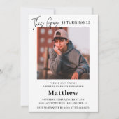 Élégantes invitations pour 13e anniversaire Boy Ph (Devant)