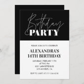 Élégantes invitations pour 14e anniversaire fête d (Devant / Derrière)