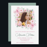 Élégantes invitations pour 17e anniversaire Photo<br><div class="desc">Élégantes invitations à 17e anniversaire Photo Boho fleurs vintages aquarelle</div>