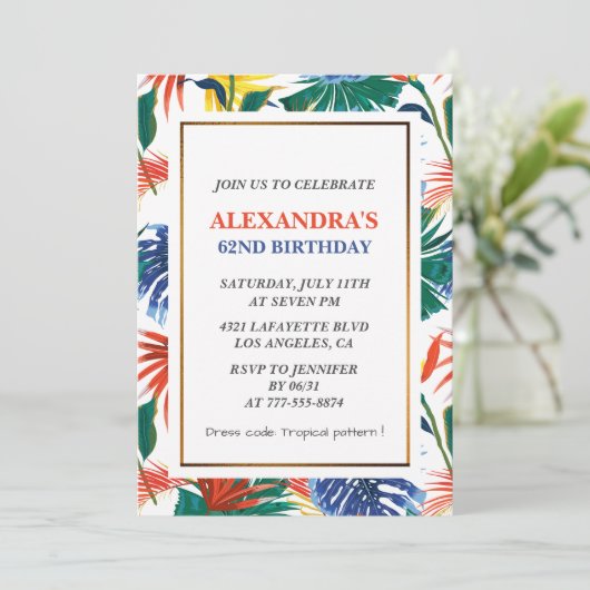 Elégantes invitations pour 62e anniversaire Tropic (Debout devant)