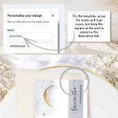 Élégantes Lune Céleste Étoiles, Menu avec Nom de l