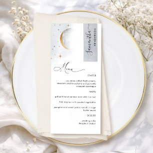 Élégantes Lune Céleste Étoiles, Menu avec Nom de l