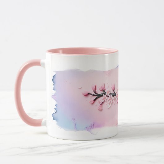 Élégantes Mugs Pastel en fleurs de cerises (Gauche)
