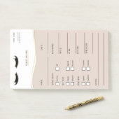 Élégantes notes Post-it® beige et or pour clientes (Sur un bureau)