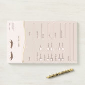 Élégantes notes Post-it® beige et or pour clientes (Sur un bureau)