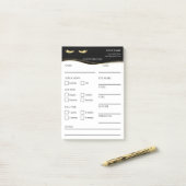 Élégantes notes Post-it® noires et dorées pour cli (Sur un bureau)