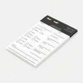 Élégantes notes Post-it® noires et dorées pour cli (Incliné)
