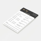 Élégantes notes Post-it® noires et dorées pour cli (Incliné)