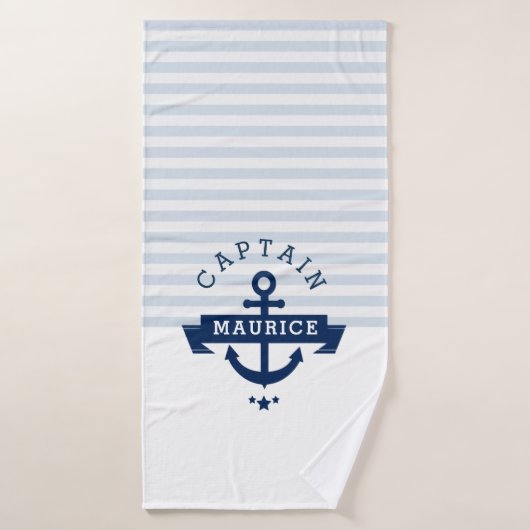 élégantes rayures bleu marine (Serviette de bain)